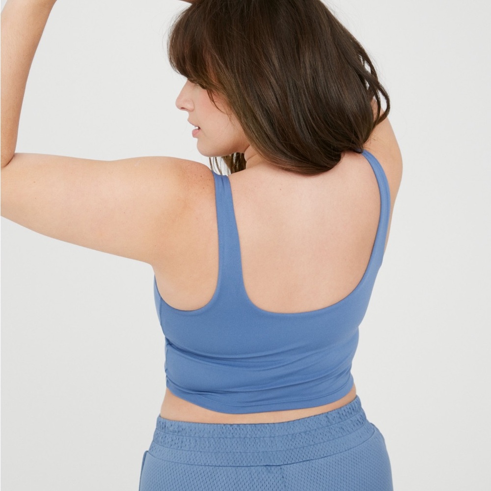 Aerie OFFLINE Real Me Low Key Longline Sports Bra Marbled Blue Large - Picture 6 of 6